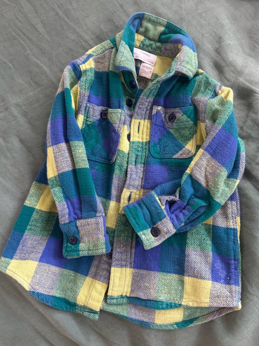 Crewcuts Plaid Button-Down Shirt in Teal, Blue & Yellow